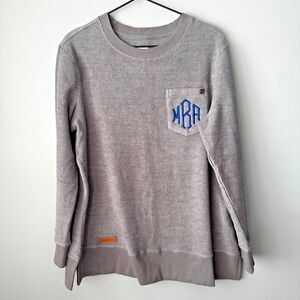 Marley Lilly Gray Monogrammed Corded Pullover MRA Womens Medium